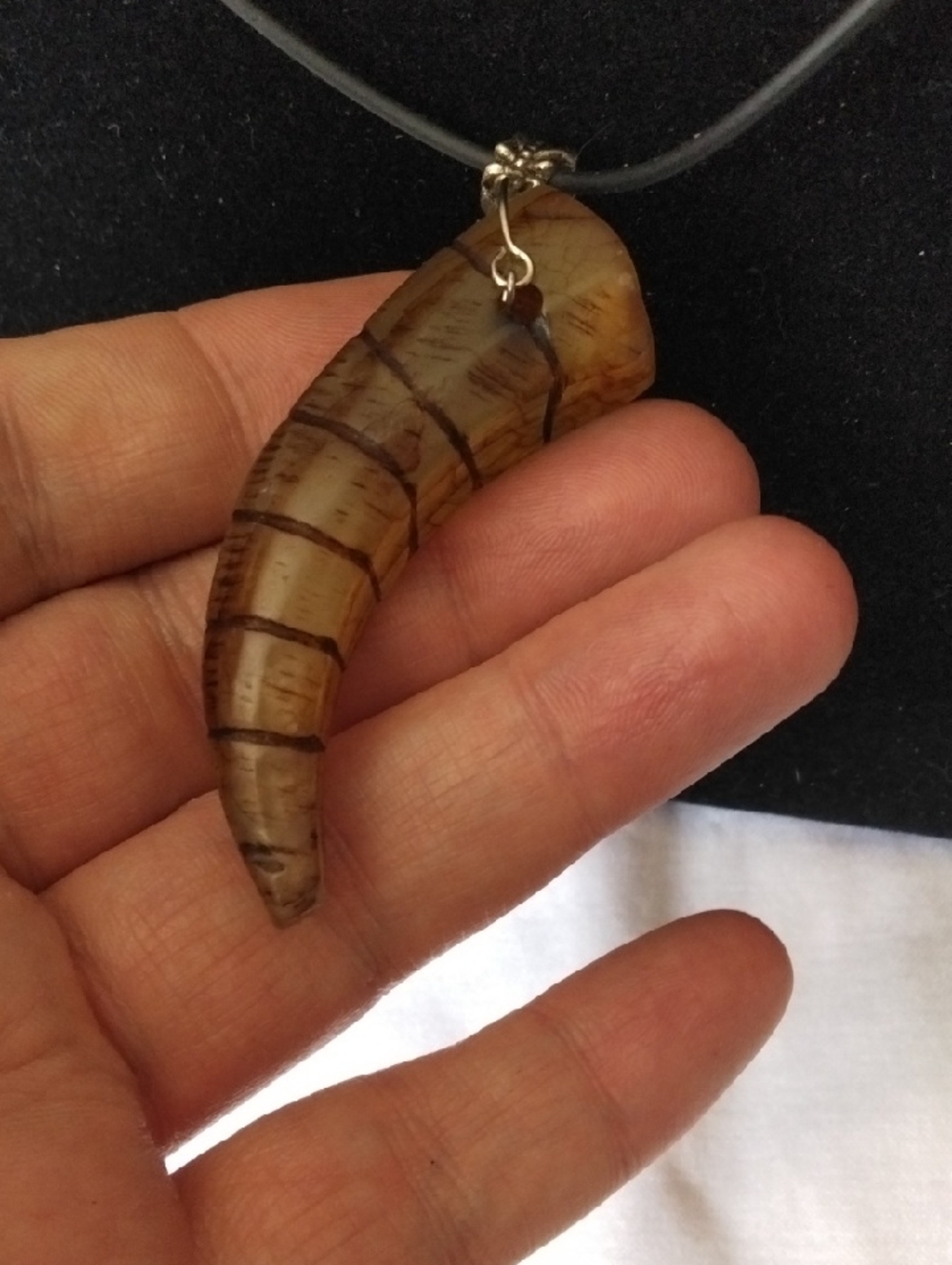 Handcrafted Brown Horn Pendant Necklace - Picture 2 of 3